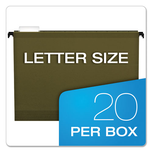 Image of Extra-Capacity SureHook Hanging Folders, 2" Capacity, Letter Size, 1/5-Cut Tabs, Standard Green, 20/Box