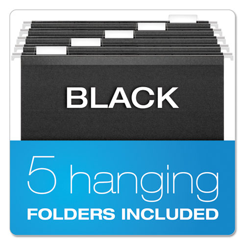 Desktop File With Hanging Folders, Letter Size, 6" Long, Black
