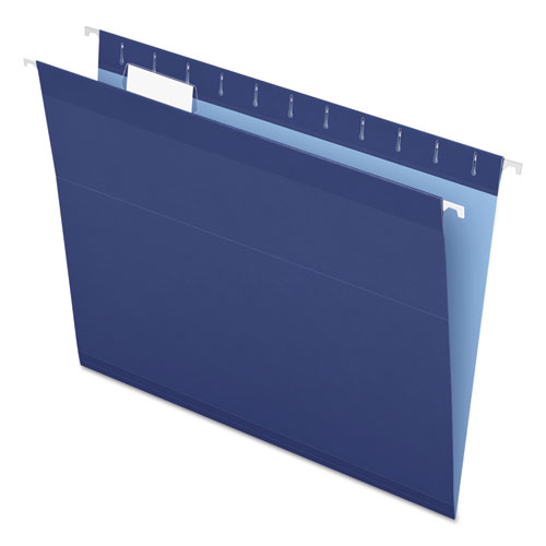 Image of Colored Reinforced Hanging Folders, Letter Size, 1/5-Cut Tabs, Navy, 25/Box