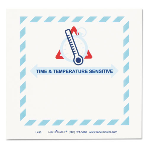 LabelMaster® Shipping and Handling Self-Adhesive Labels, TIME and TEMPERATURE SENSITIVE, 5.5 x 5, Blue/Gray/Red/White, 500/Roll