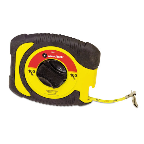 Great Neck® English Rule Measuring Tape, 0.38" x 100 ft, Steel, Yellow