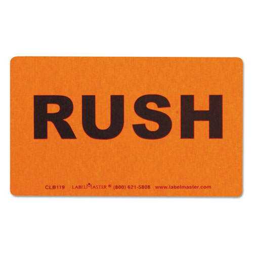 Roll of 500 Stickers Received 2.5 x 1.75 Black on Fluorescent Orange Labels 