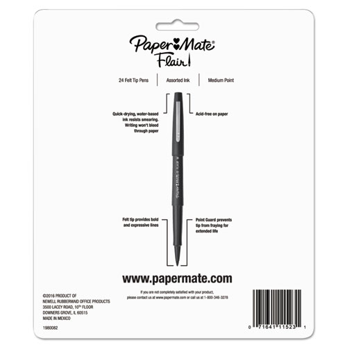 Limited Edition Point Guard Flair Stick Porous Point Pen, Medium 0.7mm, Tropical Ink/Barrel, 24/Set