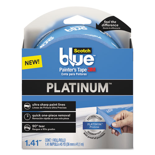 Scotch® ScotchBlue Platinum Painter's Tape, 1.41" x 45 yd, 3" Core, Blue