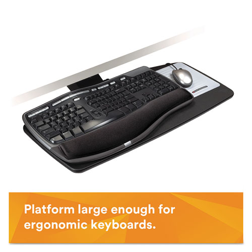 SIT/STAND EASY ADJUST KEYBOARD TRAY, STANDARD PLATFORM, 25.5W X 12D, BLACK