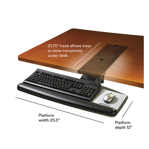 Image of Sit/Stand Easy Adjust Keyboard Tray, Highly Adjustable Platform,, Black