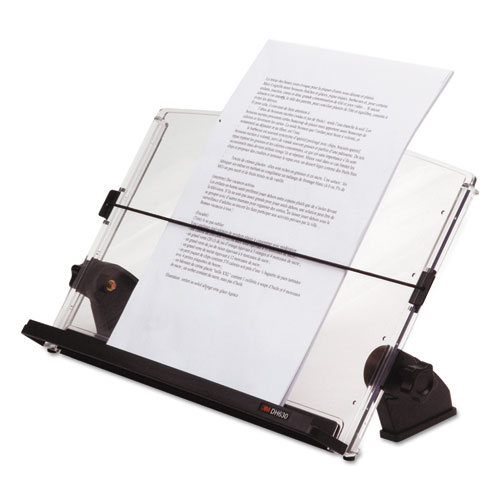 Image of In-Line Adjustable Desktop Copyholder,150 Sheet Capacity, Plastic, Black/Clear