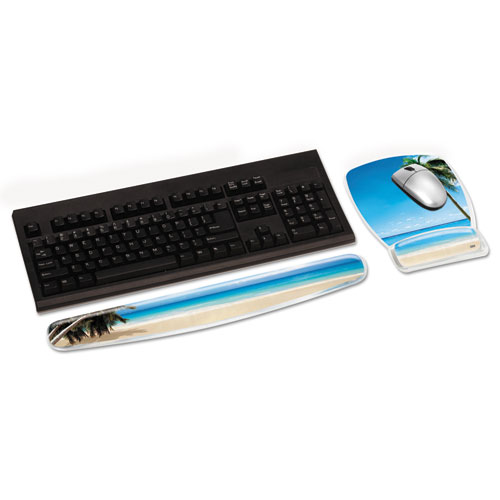Fun Design Clear Gel Keyboard Wrist Rest, 18 x 2.75, Beach Design