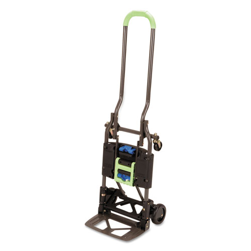 2-in-1 Multi-Position Hand Truck and Cart, 300 lbs, 16.63 x 12.75 x 49.25, Black/Blue/Green
