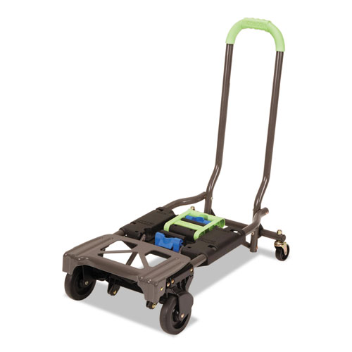 2-in-1 Multi-Position Hand Truck and Cart, 300 lbs, 16.63 x 12.75 x 49.25, Black/Blue/Green