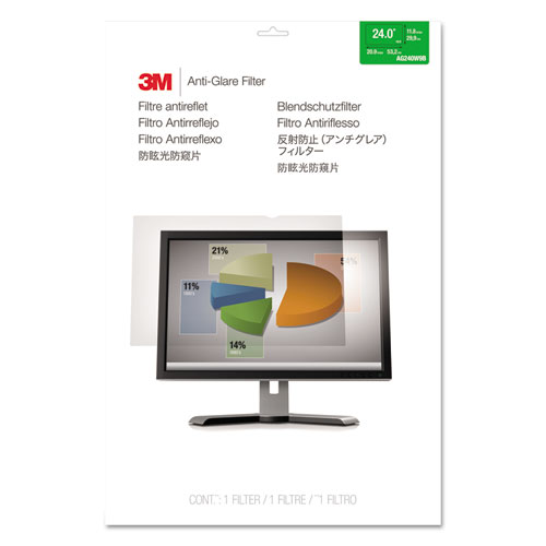 Image of 3M™ Antiglare Frameless Filter For 24" Widescreen Flat Panel Monitor, 16:9 Aspect Ratio