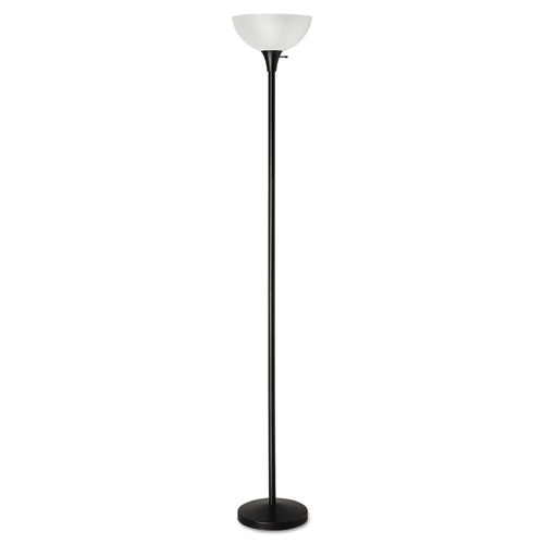 Floor Lamp, 71 High, Translucent Plastic Shade, 11.25w x 11.25d x 71h, Matte Black