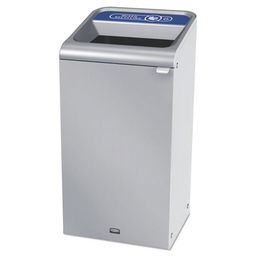Rubbermaid® Commercial Configure Indoor Recycling Waste Receptacle, 23 gal, Stainless, Mixed Recycling
