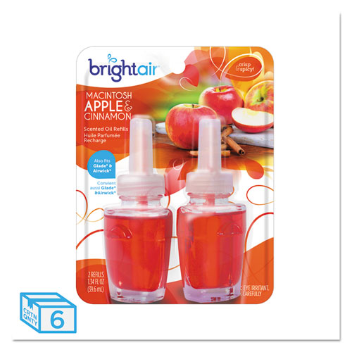 BRIGHT Air® Electric Scented Oil Air Freshener Refill, Macintosh Apple/Cinnamon,2/PK, 6PK/CT