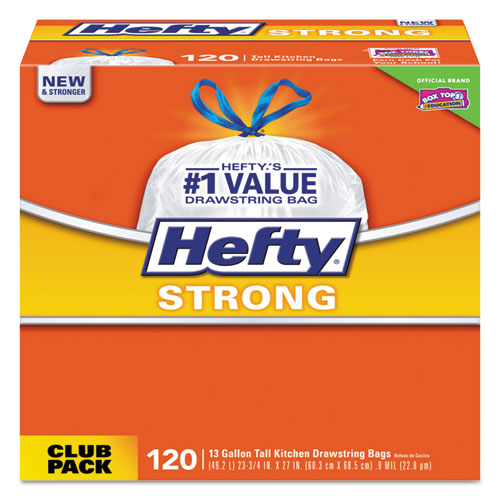 Hefty® Ultra Strong Scented Tall Kitchen Bags, 13gal, 0.9 Mil, White, 120/Box