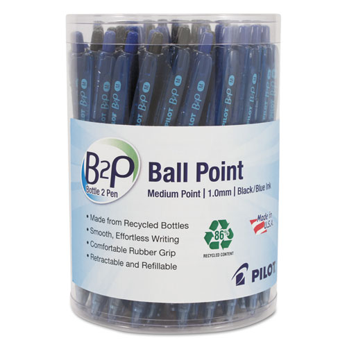 B2P Bottle-2-Pen Retractable Ballpoint Pen, 1mm, Assorted Ink/Barrel, 36/Pack PIL57050