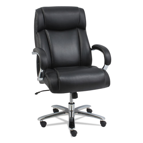 ALERA MAXXIS SERIES BIG AND TALL LEATHER CHAIR, SUPPORTS UP TO 500 LBS., BLACK SEAT/BLACK BACK, CHROME BASE