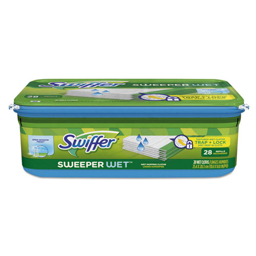 Swiffer® Wet Refill Cloths, 10 x 8, Open Window Fresh, Cloth, White, 28/Box, 6 Boxes/Carton