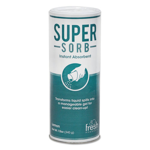 Super-Sorb Liquid Spill Absorbent, Lemon Scent, 720 oz, 12 oz Shaker Can, 6/Box
