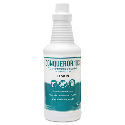 Fresh Products Conqueror 103 Odor Counteractant Concentrate, Lemon, 32 oz Bottle, 12/Carton