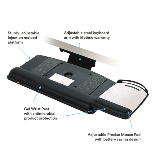 Easy Adjust Keyboard Tray, Highly Adjustable Platform, 23" Track, Black