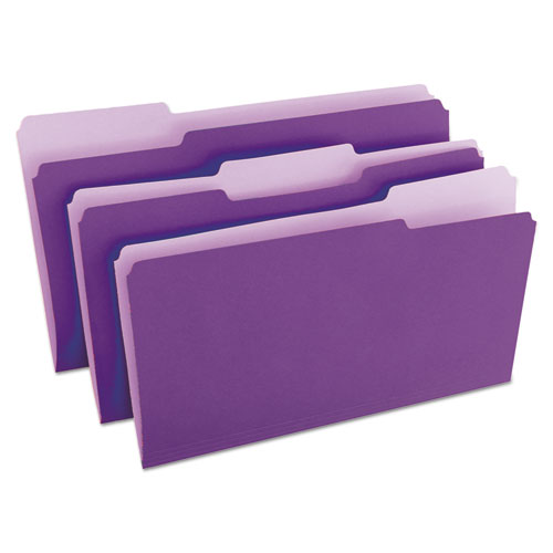 Image of Deluxe Colored Top Tab File Folders, 1/3-Cut Tabs: Assorted, Legal Size, Violet/Light Violet, 100/Box