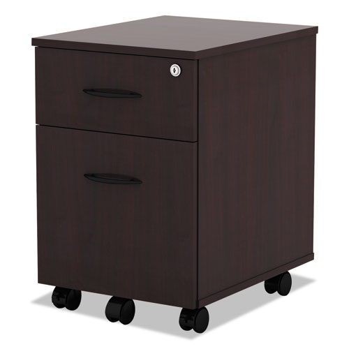 Image of Alera® Valencia Series Mobile Pedestal, Left Or Right, 2-Drawers: Box/File, Legal/Letter, Mahogany, 15.88" X 19.13" X 22.88"