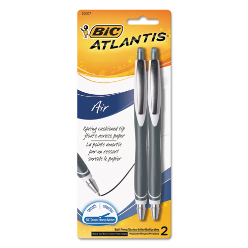 BIC® Atlantis Air Retractable Ballpoint Pen, Black, 2/Pack