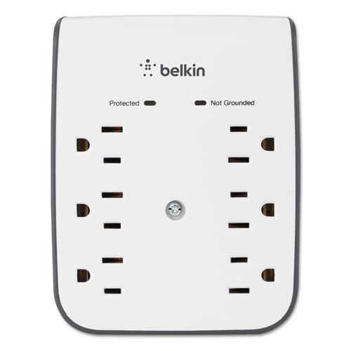 Belkin® SurgePlus USB Wall Mount Charger, 6 Outlets; 2 USB, White