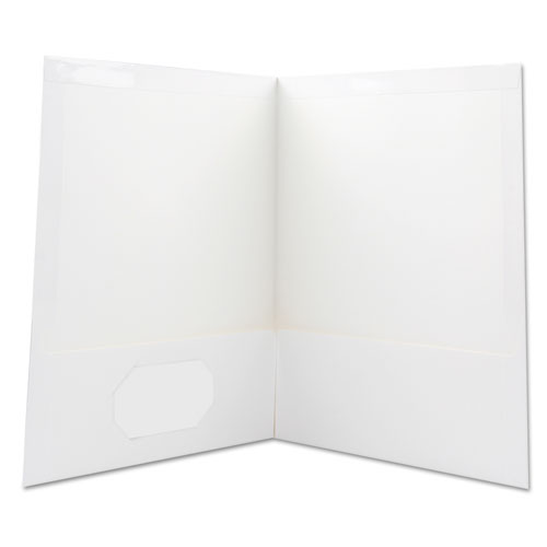 Image of Laminated Two-Pocket Portfolios, Cardboard Paper, 100-Sheet Capacity, 11 x 8.5, White, 25/Box