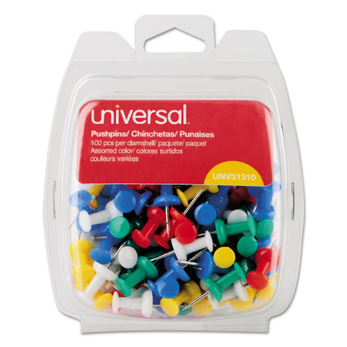 Universal® Colored Push Pins, Plastic, Assorted, 3/8", 400/Pack