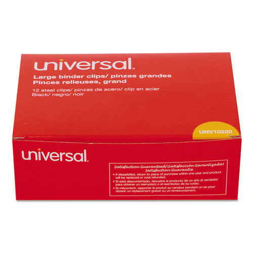 Image of Universal® Binder Clips, Large, Black/Silver, 12/Box