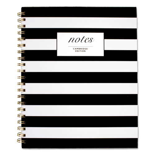 Black and White Striped Hardcover Notebook, 1-Subject, Wide/Legal Rule, Black/White Stripes Cover, (80) 11 x 8.88 Sheets