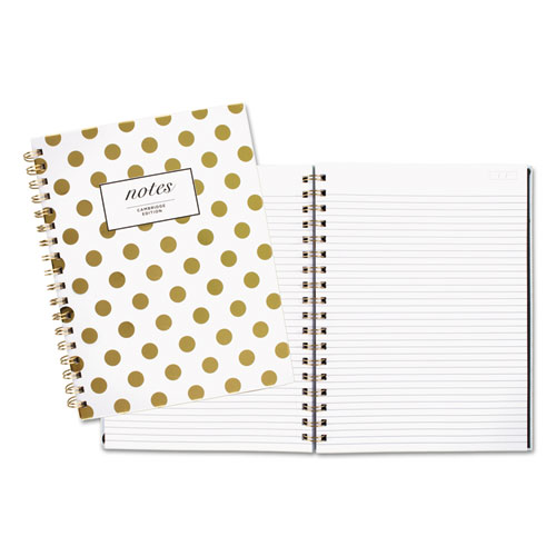 Image of Cambridge® Gold Dots Hardcover Notebook, 1-Subject, Wide/Legal Rule, White/Gold Cover, (80) 9.5 X 7 Sheets