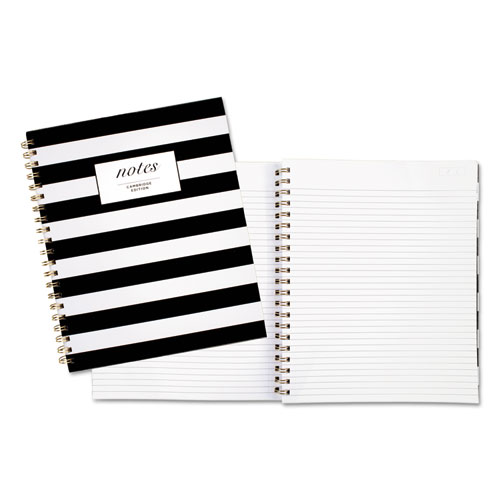 Black & White Striped Hardcover Notebook, 1 Subject, Wide/Legal Rule, Black/White Stripes Cover, 11 x 8.88, 80 Sheets
