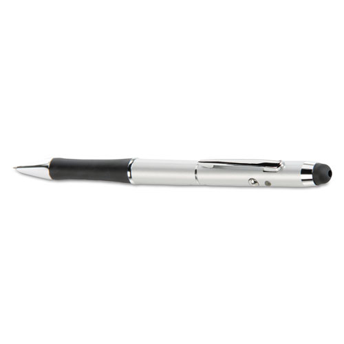 Quartet® 3-in-1 Laser Pointer with Stylus and Pen, Class 2, Projects 984 ft, Silver