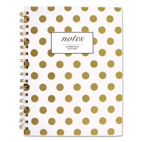 Gold Dots Hardcover Notebook, 1 Subject, Wide/Legal Rule, White/Gold Cover, 9.5 x 7, 80 Sheets
