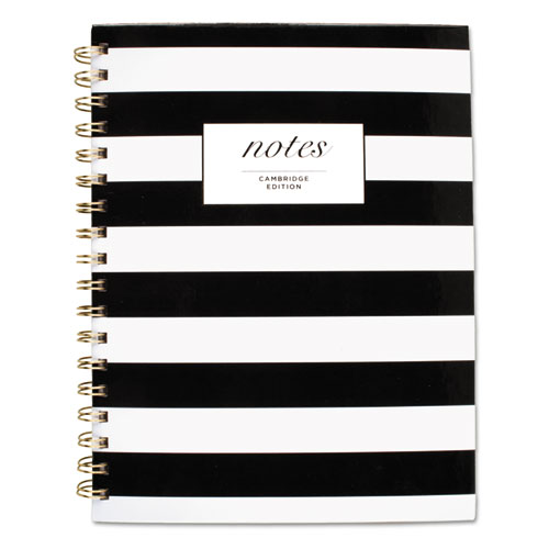 Black and White Striped Hardcover Notebook, 1 Subject, Wide/Legal Rule, Black/White Stripes Cover, 9.5 x 7.25, 80 Sheets