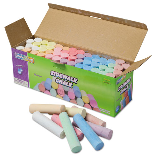 Sidewalk Chalk, 4 x 1 Dia. Jumbo Stick, 12 Assorted Colors, 52/Set | by Plexsupply