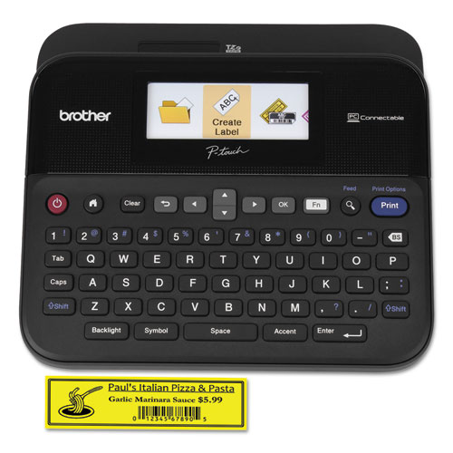 Image of PT-D600VP PC-Connectable Label Maker with Color Display and Carry Case, 30 mm/s Print Speed, 8 x 7.63 x 3.38