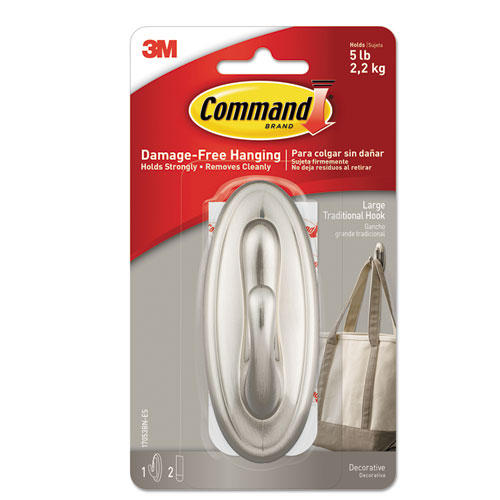 Command™ Decorative Hooks, Medium, 1 Hook and 2 Strips/Pack