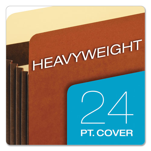 Heavy-Duty File Pockets, 3.5" Expansion, Letter Size, Redrope, 25/Box