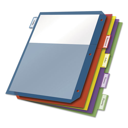 Image of Poly 2-Pocket Index Dividers, 5-Tab, 11 x 8.5, Assorted, 4 Sets