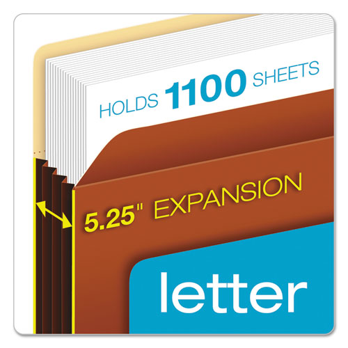 File Pocket w/ Tyvek, 5.25" Expansion, Letter Size, Redrope, 10/Box
