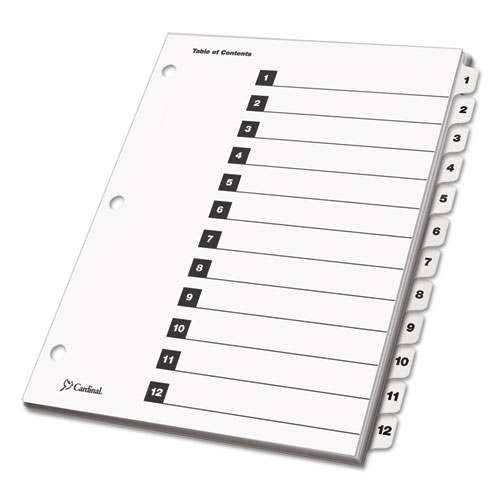 Image of Cardinal® Onestep Printable Table Of Contents And Dividers, 12-Tab, 1 To 12, 11 X 8.5, White, White Tabs, 1 Set