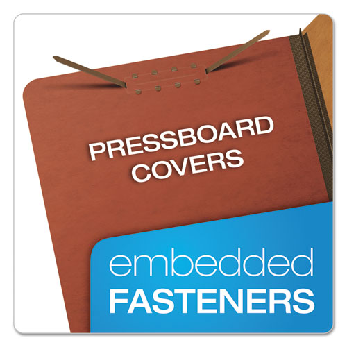 Image of Pendaflex® Six-Section Pressboard Classification Folders, 2" Expansion, 2 Dividers, 6 Fasteners, Legal Size, Red Exterior, 10/Box