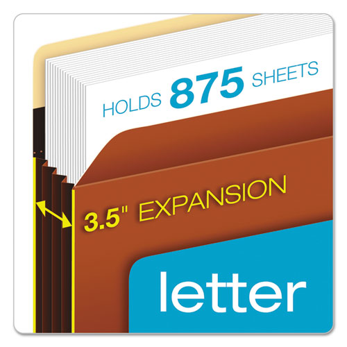 Extra-Wide Heavy-Duty File Pockets, 3.5" Expansion, Letter Size, Redrope, 10/Box