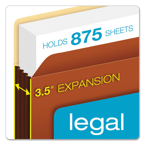 File Pocket w/ Tyvek, 3.5" Expansion, Legal Size, Redrope, 10/Box