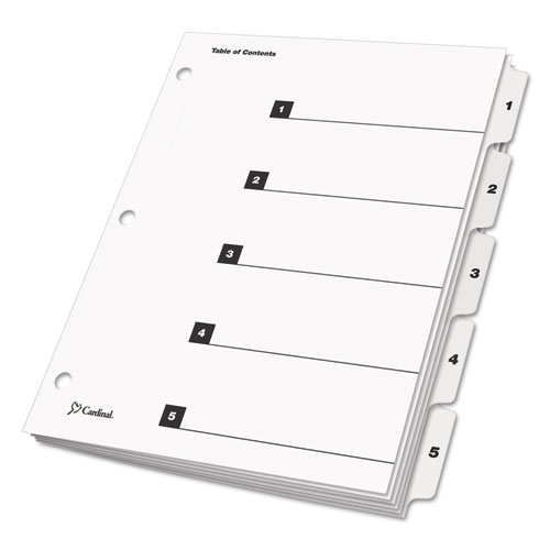 Image of Cardinal® Onestep Printable Table Of Contents And Dividers, 5-Tab, 1 To 5, 11 X 8.5, White, White Tabs, 1 Set