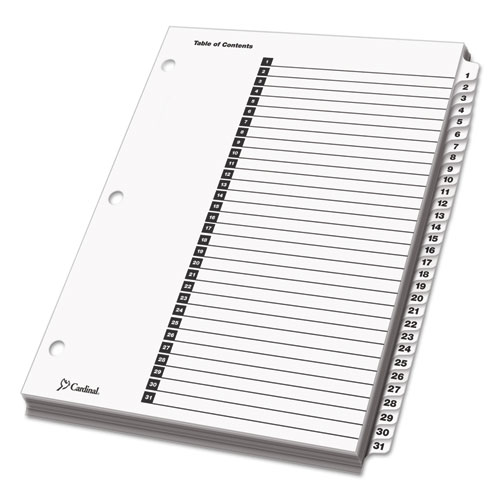 Image of Cardinal® Onestep Printable Table Of Contents And Dividers, 31-Tab, 1 To 31, 11 X 8.5, White, White Tabs, 1 Set